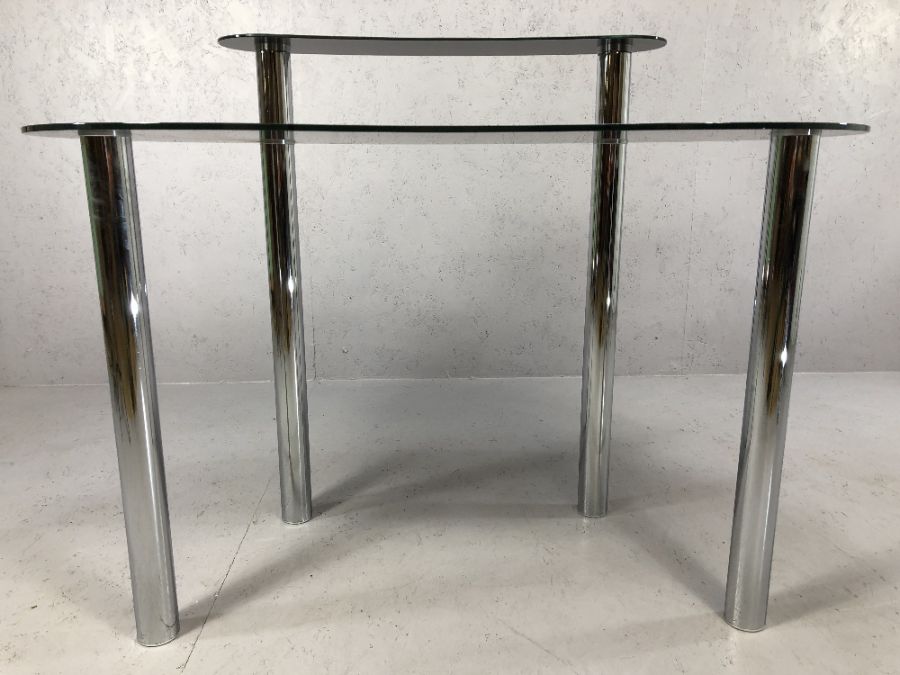 Modern black glass and chrome kidney shaped computer desk approx 120cm x 60cm x 90cm tall - Image 2 of 4