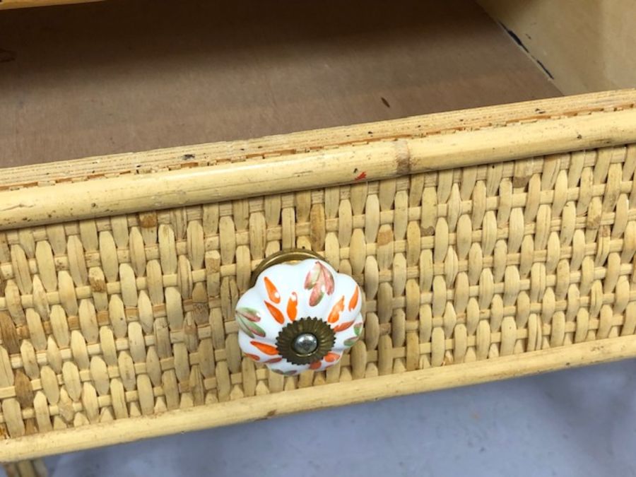 Bamboo and wicker dressing table with two drawers and ceramic handles, approx 91cm x 47cm x 86cm - Image 4 of 6