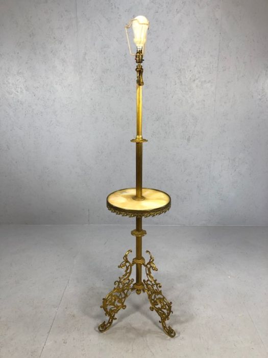 Ornate marble and gilt metal lamp stand, approx 155cm tall