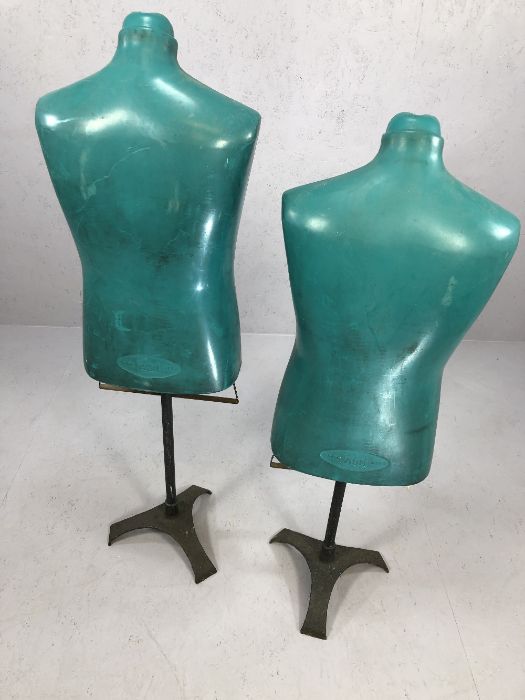 Pair of vintage mannequins on wrought iron tripod bases - Image 4 of 5