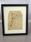 Miniature ink sketch of a Roman man, approx 11cm x 13cm, framed