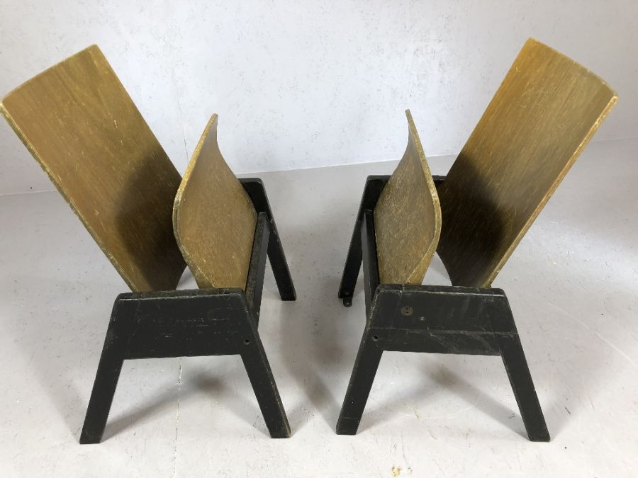 Pair of vintage / retro wooden chairs with folding seats, each approx 75cm in height at back - Image 3 of 5