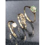 Three 9ct gold rings A/F total weight approx 5.3g