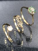 Three 9ct gold rings A/F total weight approx 5.3g