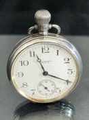 Waltham USA pocket watch, Birmingham Hallmarked silver DENNISON watch case and silver dust cover,