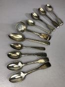 Collection of Hallmarked Silver flatware to include spoons and a pierced ladle total weight approx