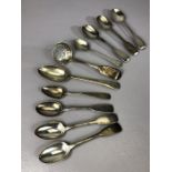 Collection of Hallmarked Silver flatware to include spoons and a pierced ladle total weight approx