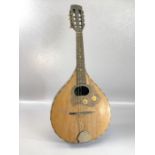 Vintage mandolin with floral design, approx 62cm in length