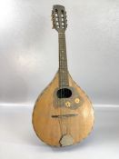Vintage mandolin with floral design, approx 62cm in length