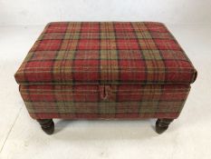 Modern tartan footstool, opening to provide storage, approx 65cm x 50cm x 43cm tall