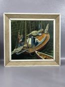 SIDNEY HOMER (1912 - 1993), 'Preparing to Sail, Polperro', oil on board, approx 31cm x 28cm