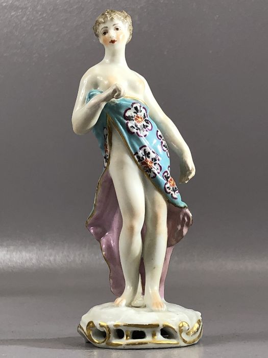 Fine porcelain figure of a partially clothed woman, gold anchor mark to rear of base, approx 14cm in - Bild 6 aus 7