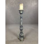 Large ceramic Delft candlestick, approx 70cm in height