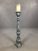 Large ceramic Delft candlestick, approx 70cm in height