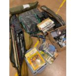 Large collection of Course fishing gear to include: 9ft DAM rod, 9ft Debut rod, 11ft Carp rod,