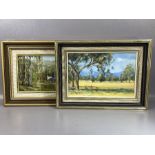 Two framed Australian oil paintings, the first by Ronald Peters, the second by Jack Robbins, both