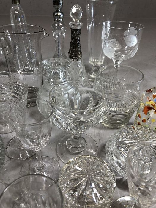Good large collection of glassware to include decanters, wine, liqueur and sherry glasses, vases, - Image 6 of 7
