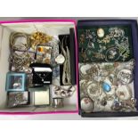 Large collection of jewellery, many silver pieces, lockets earrings, bangles etc