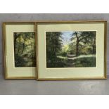 DOROTHY R GILLESPY, Pair of framed pastels, 'Wild Garden Walk' and 'Along the Stream', each approx