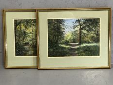 DOROTHY R GILLESPY, Pair of framed pastels, 'Wild Garden Walk' and 'Along the Stream', each approx