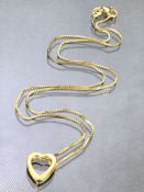 9ct Gold Chain with a 9ct Gold Heart shaped pendant, Box chain approx 40cm long and total weight 2.