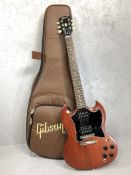 Gibson SG Tribute electric guitar in worn cherry, with padded gig case
