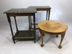 Two barley twist tables and one other