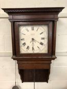 Mahogany cased wall clock by Banister of Lichfield, with lead weight and pendulum