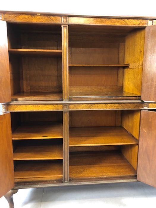 Large walnut drinks cabinet by maker S. &. H. Jewell, London, with three cupboards over and three - Image 3 of 6