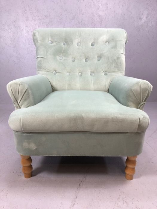 Upholstered pale green, bedroom chair - Image 2 of 5