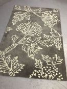 Modern John Lewis handmade Indian rug in grey floral design, approx 180cm x 120