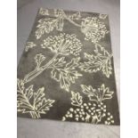 Modern John Lewis handmade Indian rug in grey floral design, approx 180cm x 120