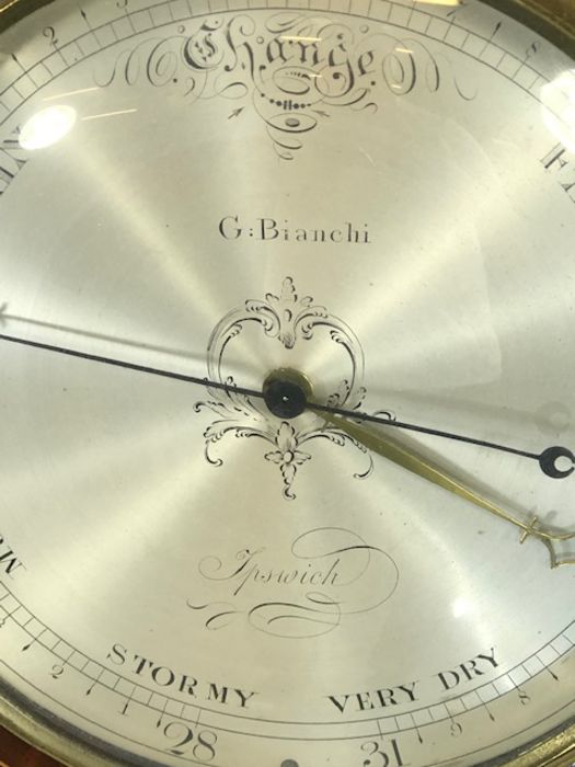 Mahogany Wheel barometer, the 21cm dial signed G Bianchi, Ipswich, the neck set with an alcohol - Image 7 of 11