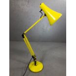Striking yellow vintage anglepoise lamp on weighted base