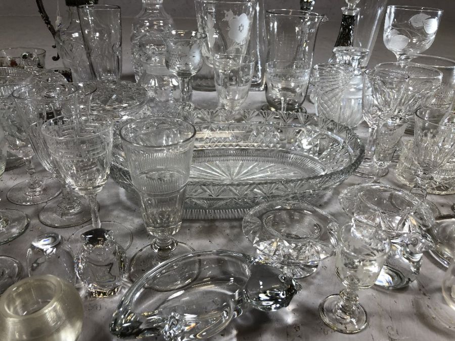 Good large collection of glassware to include decanters, wine, liqueur and sherry glasses, vases, - Image 3 of 7