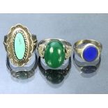 Three Silver rings set with stones