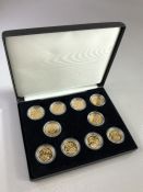 Boxed collection of Ten Gold Half Sovereigns all dated 1982