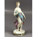 Fine porcelain figure of a partially clothed woman, gold anchor mark to rear of base, approx 14cm in