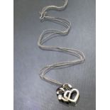 9ct White Gold chain and two 9ct heart shaped pendants, chain approx 52cm and total weight approx