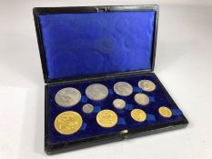 Queen Victoria 1887 eleven coin year set comprising; gold five pounds, two pounds, sovereign and