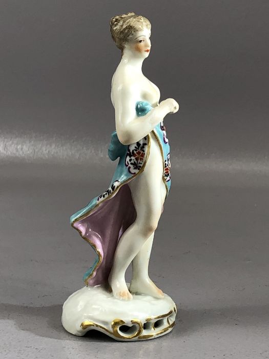 Fine porcelain figure of a partially clothed woman, gold anchor mark to rear of base, approx 14cm in - Bild 4 aus 7