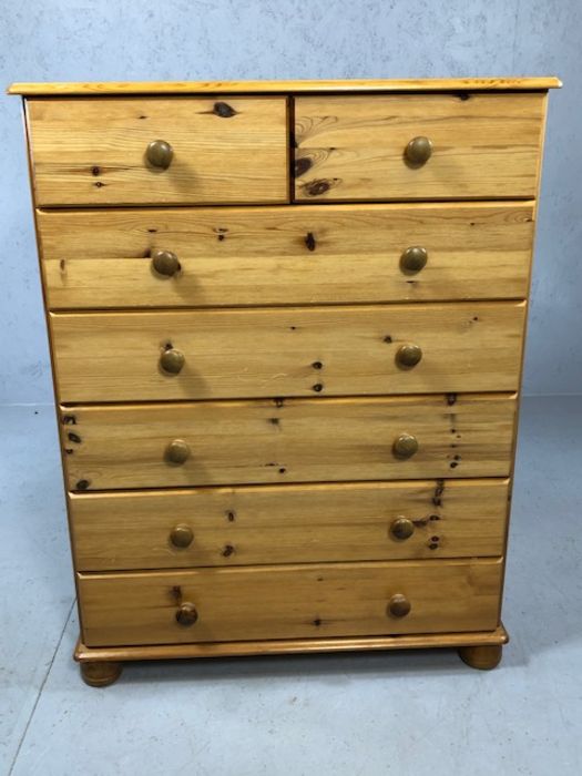 Pine chest of seven drawers, approx 82cm x 39cm x 106cm tall