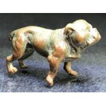Bronze British Bulldog believed to be a buried treasure find in 1976 near Portsmouth approx 5 x 3cm