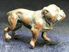 Bronze British Bulldog believed to be a buried treasure find in 1976 near Portsmouth approx 5 x 3cm