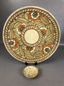 Charlotte Rhead for Crown Ducal 'Tudor Rose' pattern charger, pattern No. 4491, approx 36cm in