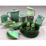 Collection of green ceramics to include Denby coffee pot etc