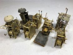 Collection of clock movements for grandfather and longcase clocks, seven in total