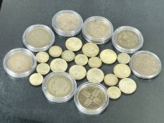 Collection of coins to include Florins, Rupees (1893) etc