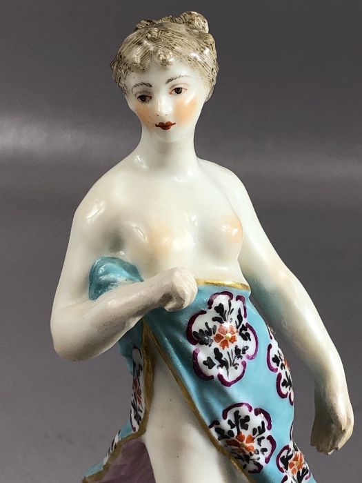 Fine porcelain figure of a partially clothed woman, gold anchor mark to rear of base, approx 14cm in - Bild 5 aus 7