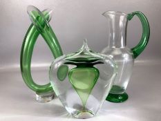 Collection of Swedish art glass to include two pieces by Studio Ahus, the twisted vase dated 1988